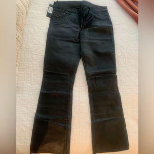Diesel Fanker Black Leather Pants 31/32
